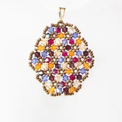 Pendant 30cm - Malvina Oval-Yellow Organza - Pendant 30cm - Laiton bronze